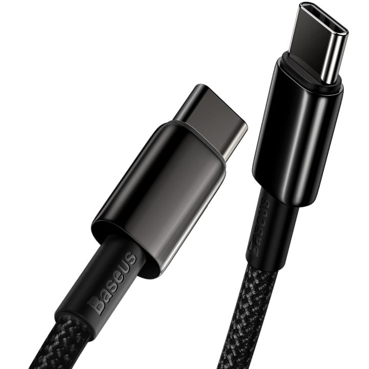 Kabel Baseus Tungsten Gold USB-C für USB-C PD 5A QC4.0 100W 2m, Schwarz