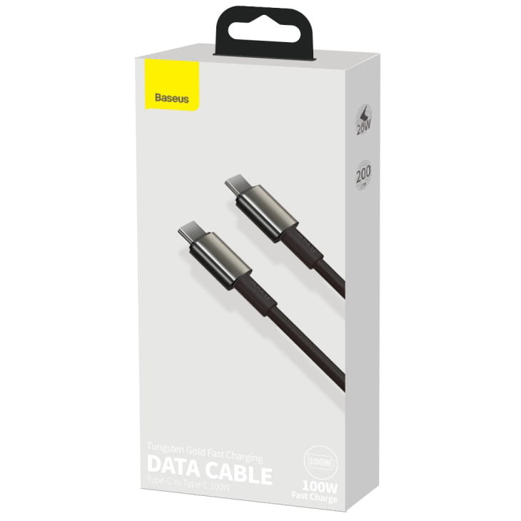 Kabel Baseus Tungsten Gold USB-C für USB-C PD 5A QC4.0 100W 2m, Schwarz
