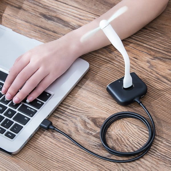 Baseus Square round, USB-A auf 3xUSB-A und MicroUSB Adapter, schwarz