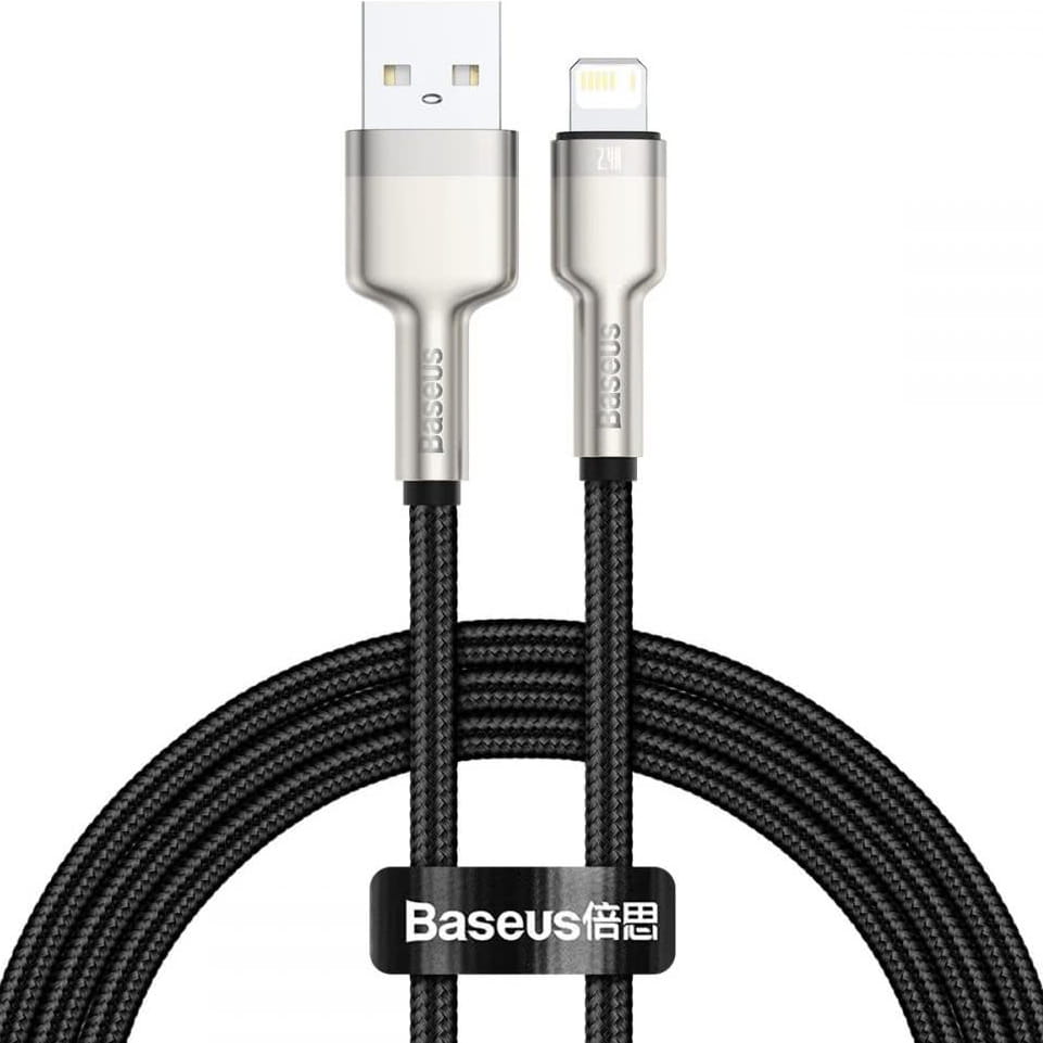Kabel Baseus Cafule Metal USB-A für Lightning 2.4A 1m, Schwarz