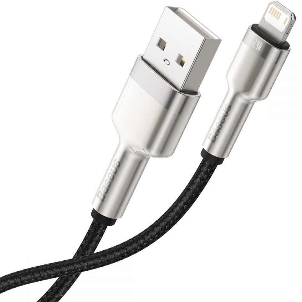Kabel Baseus Cafule Metal USB-A für Lightning 2.4A 1m, Schwarz