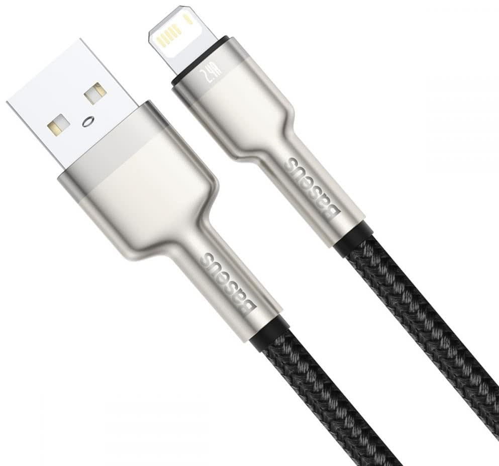 Kabel Baseus Cafule Metal USB-A für Lightning 2.4A 1m, Schwarz