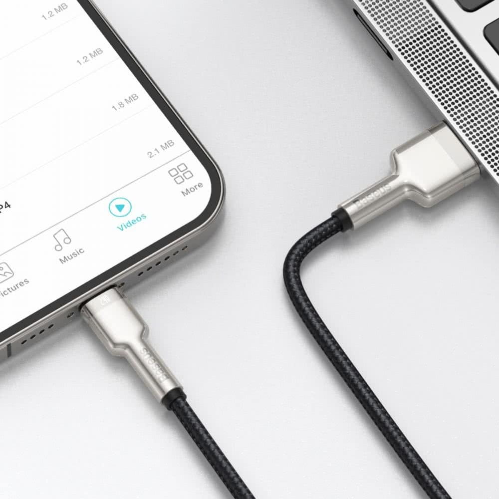 Kabel Baseus Cafule Metal USB-A für Lightning 2.4A 1m, Schwarz