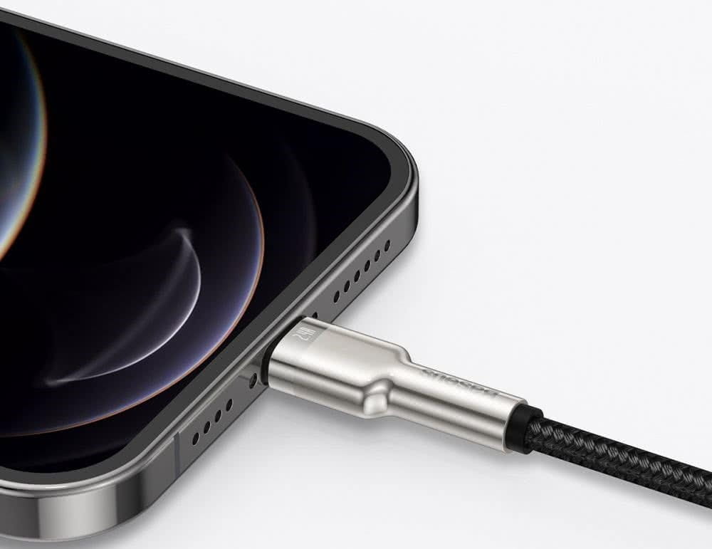 Kabel Baseus Cafule Metal USB-A für Lightning 2.4A 1m, Schwarz
