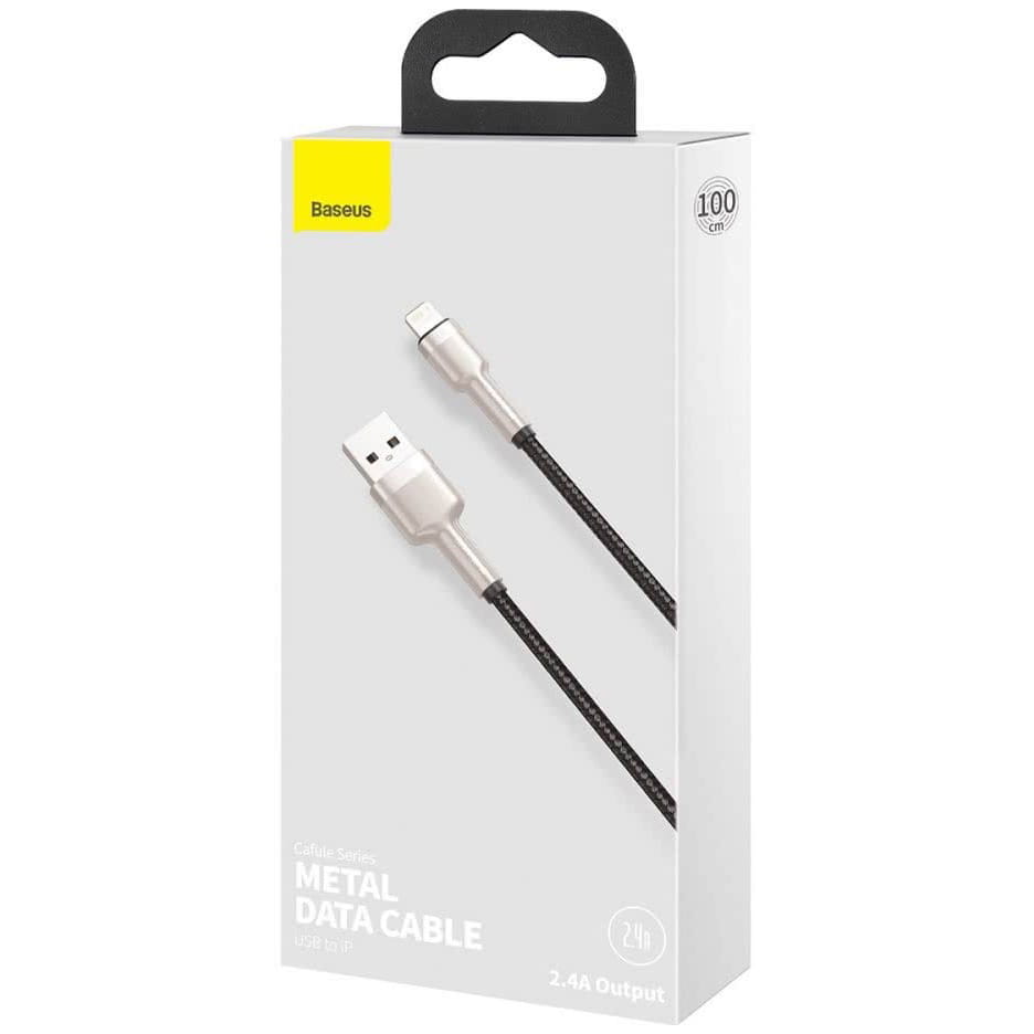 Kabel Baseus Cafule Metal USB-A für Lightning 2.4A 1m, Schwarz