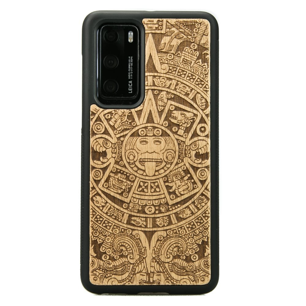 Holzhülle für Huawei P40, Bewood Aniegre Aztekischer Kalender
