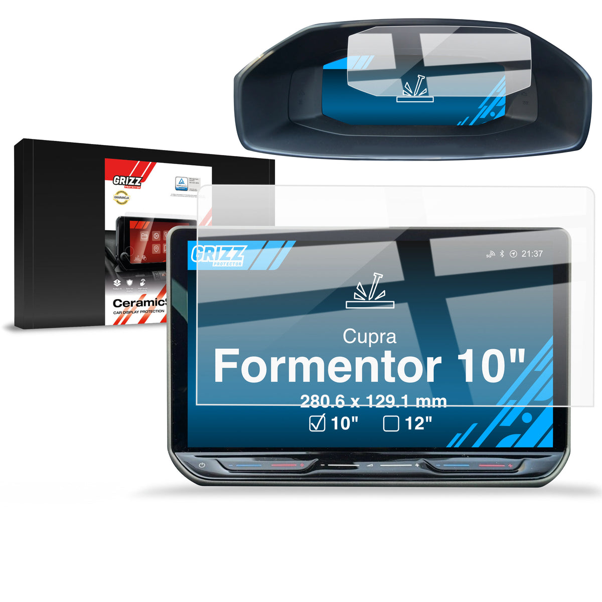 Keramische Autodisplayfolie 2in1 für Cupra Formentor 10" (2020-2024), Grizz Protector