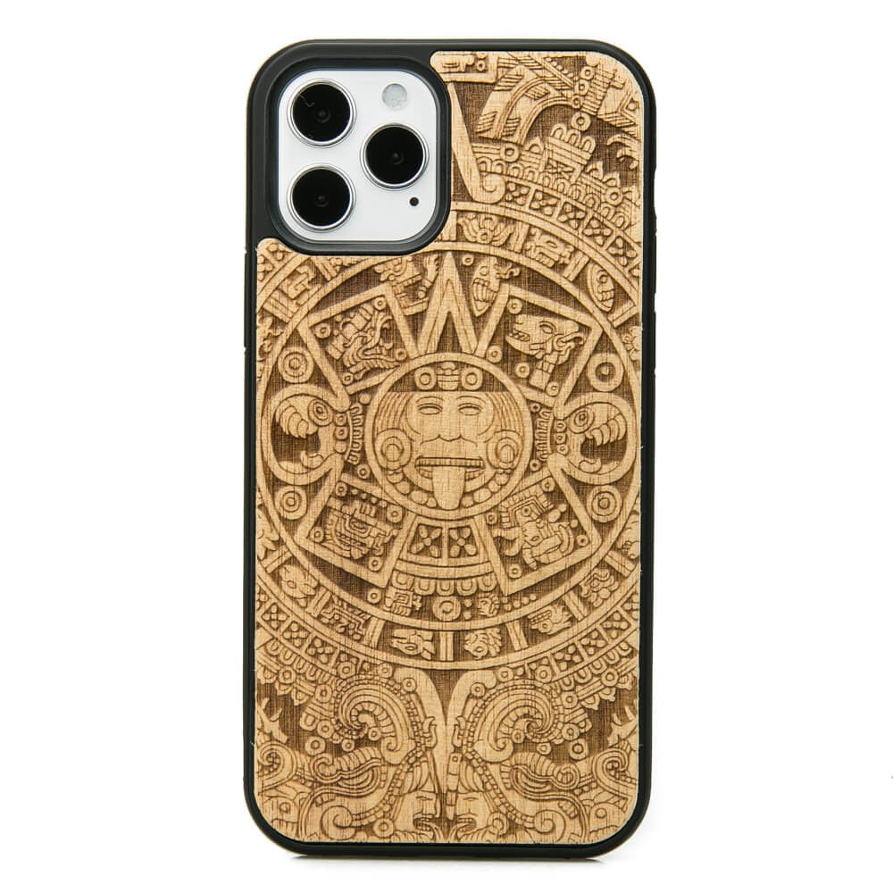 Holzhülle für iPhone 12 Pro / 12, Bewood Aniegre Aztekischer Kalender