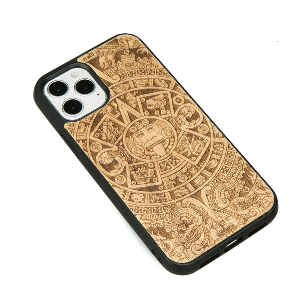 Holzhülle für iPhone 12 Pro / 12, Bewood Aniegre Aztekischer Kalender