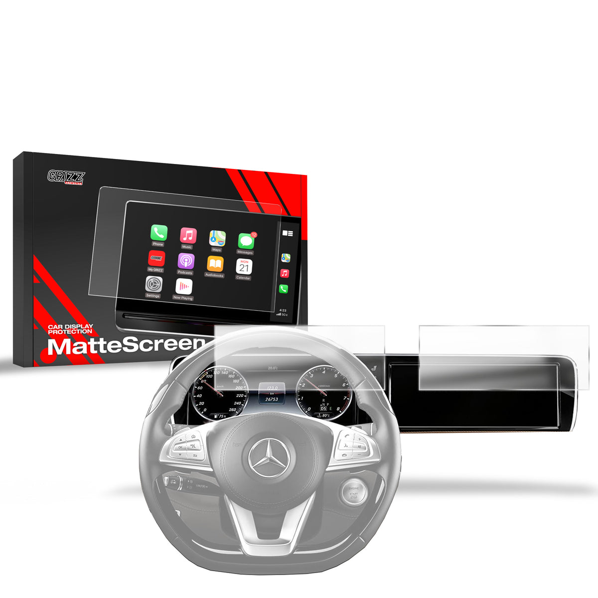 Matte Autodisplayfolie 2in1 für Mercedes S Klasse W222 (2013-2017), Grizz Protector