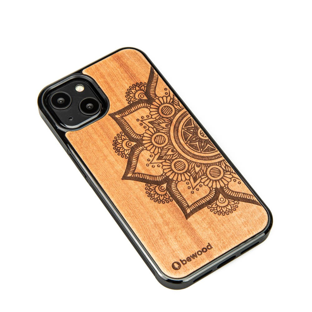 Holzhülle für iPhone 13, Bewood Apfelbaum Mandala