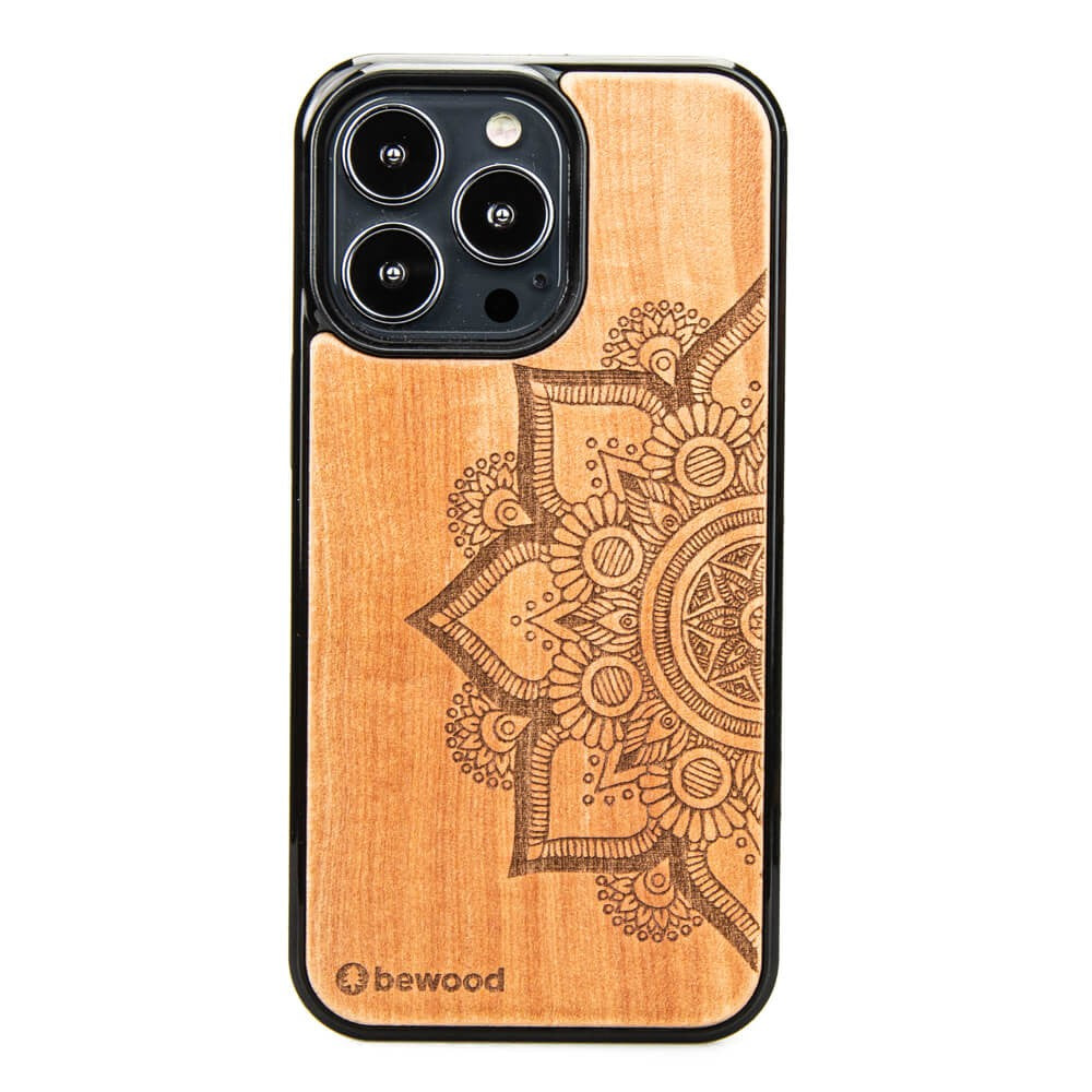 Holzhülle für iPhone 13 Pro, Bewood Apfelbaum Mandala