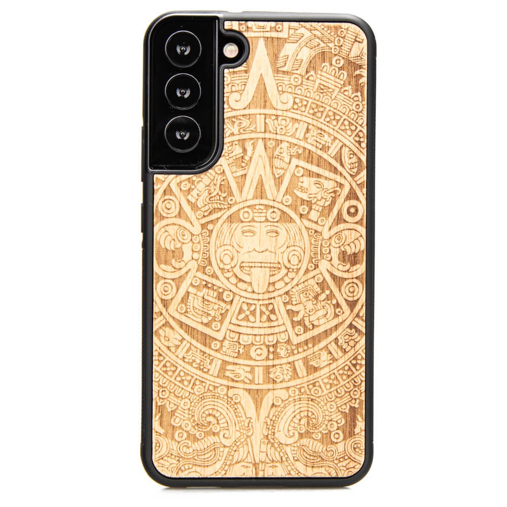 Holzhülle für Galaxy S22 Plus, Bewood Aniegre Aztekischer Kalender