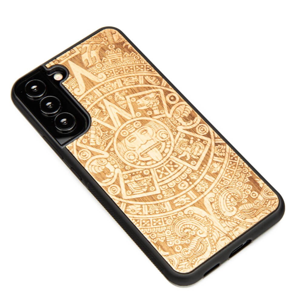 Holzhülle für Galaxy S22 Plus, Bewood Aniegre Aztekischer Kalender