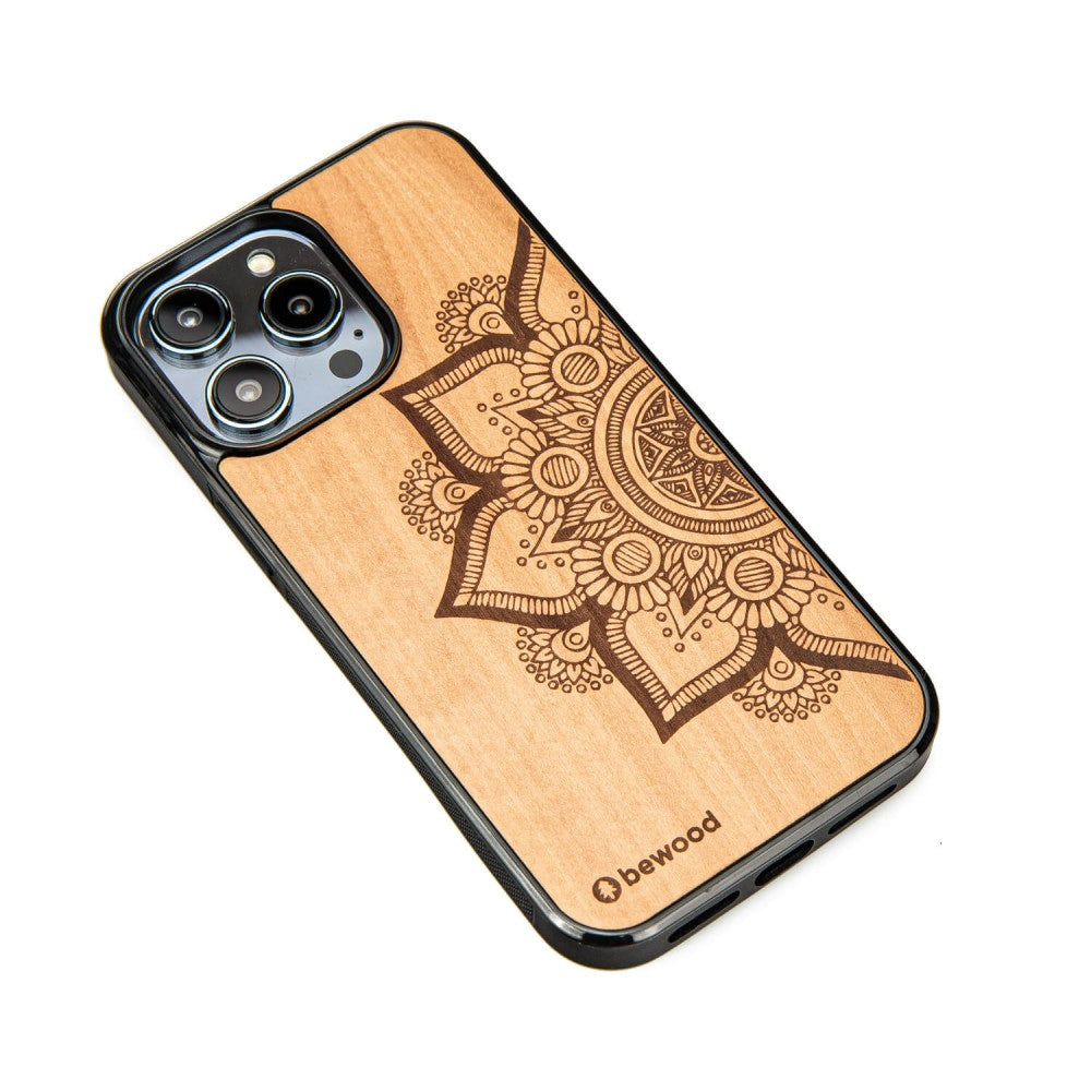Holzhülle für iPhone 14 Pro Max, Bewood Apfelbaum Mandala