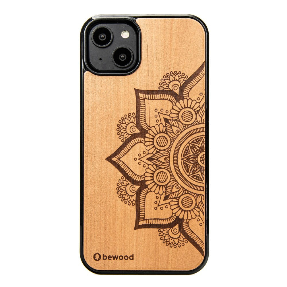 Holzhülle für iPhone 14 Plus, Bewood Apfelbaum Mandala