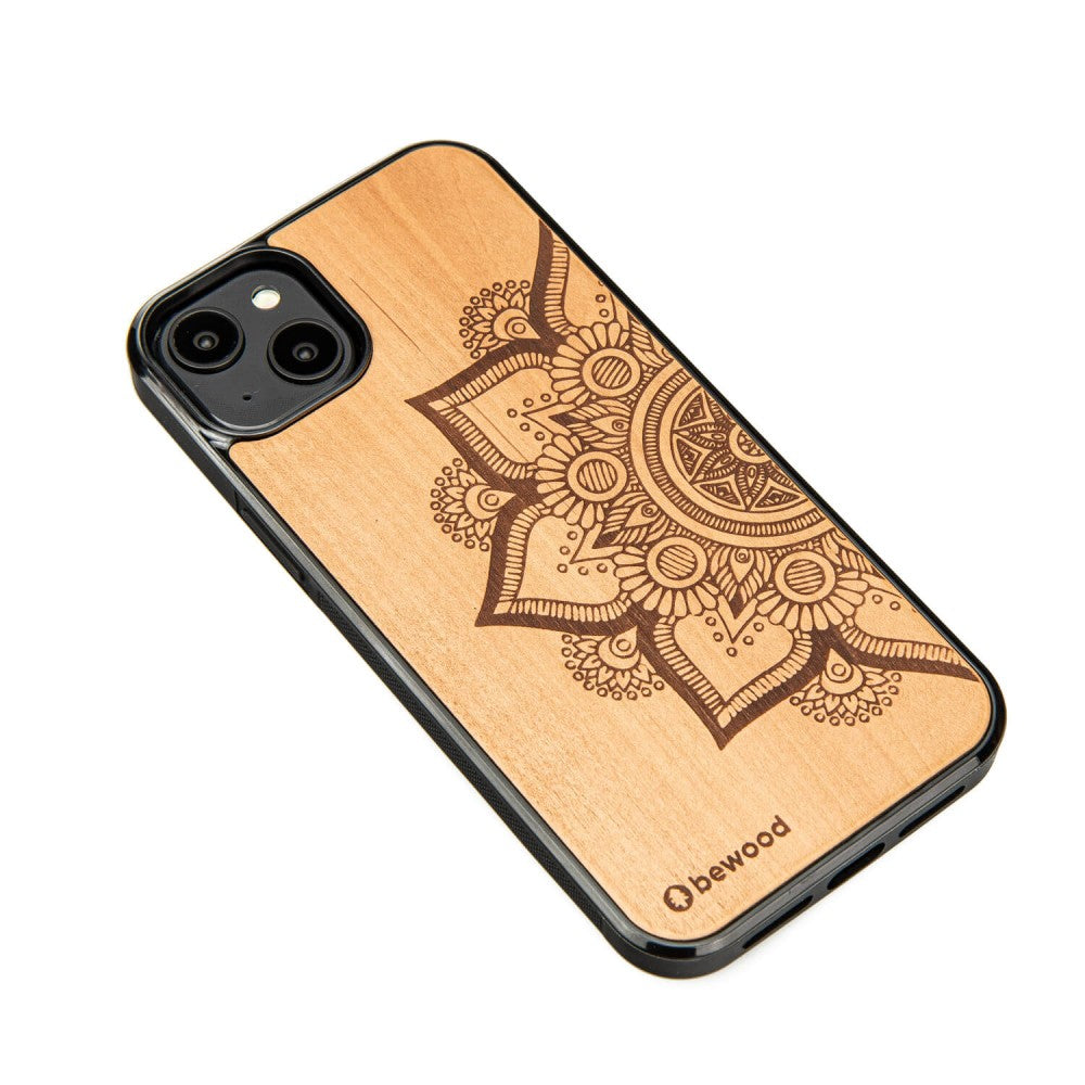 Holzhülle für iPhone 14 Plus, Bewood Apfelbaum Mandala