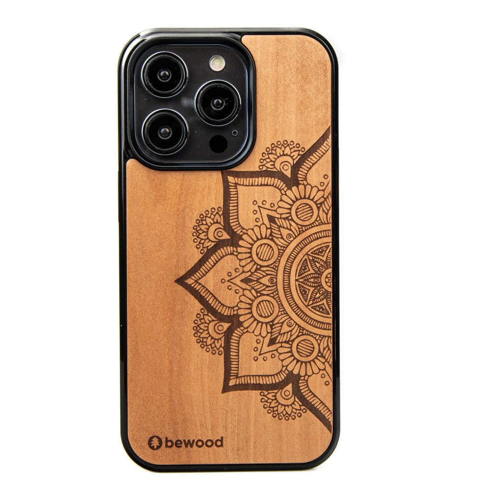 Holzhülle für iPhone 14 Pro, Bewood Apfelbaum Mandala