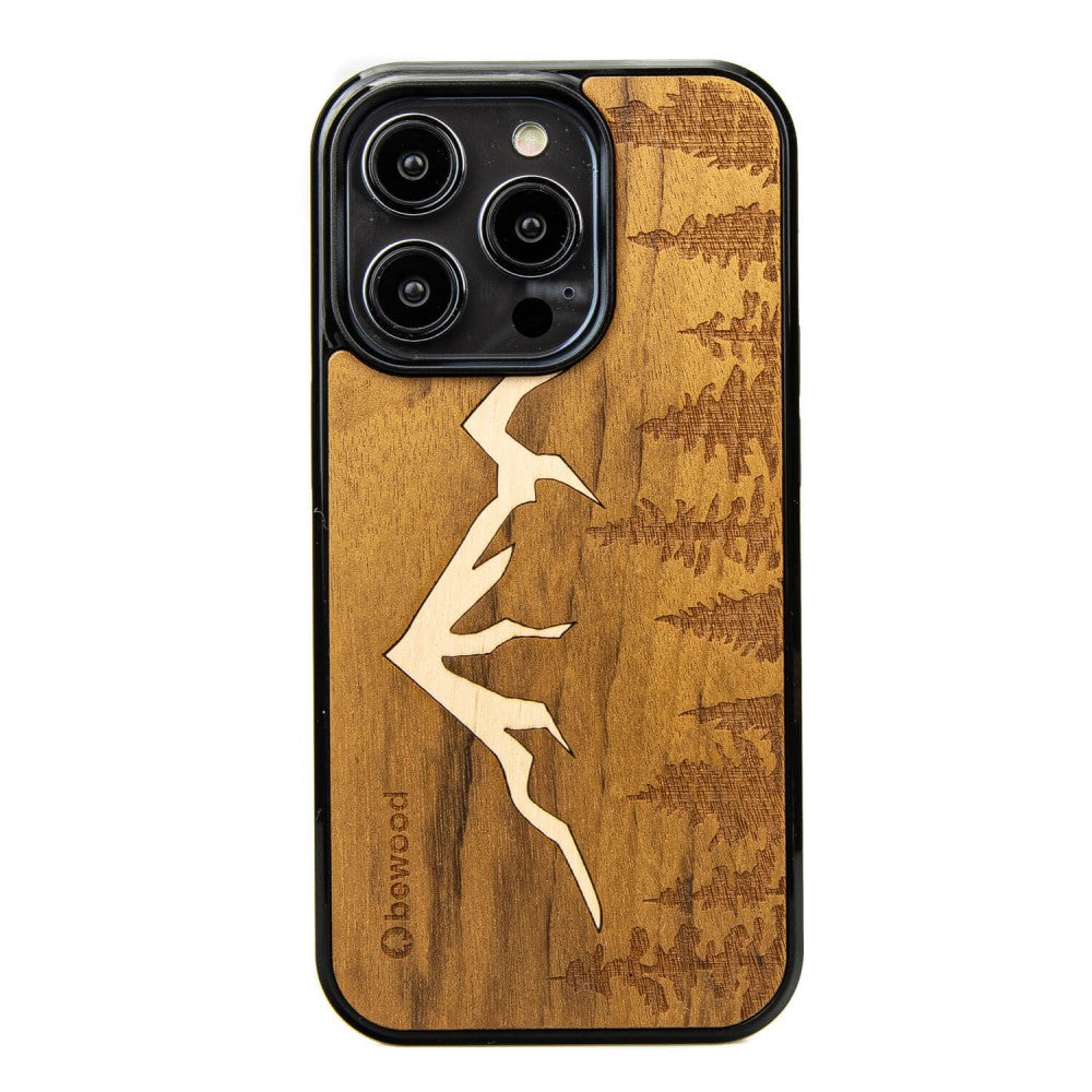 Holzhülle für iPhone 14 Pro, Bewood Imbuia-Gebirge