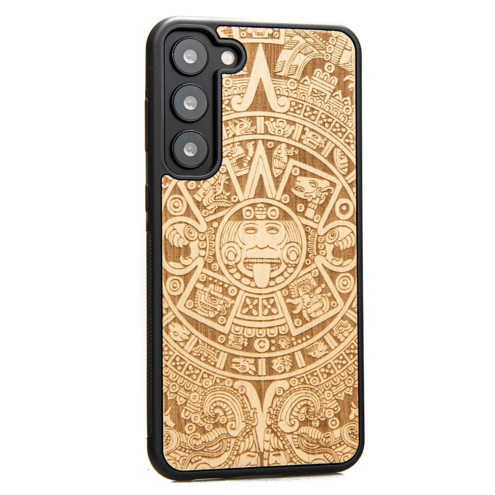 Holzhülle für Galaxy S23 Plus, Bewood Aniegre Aztekischer Kalender