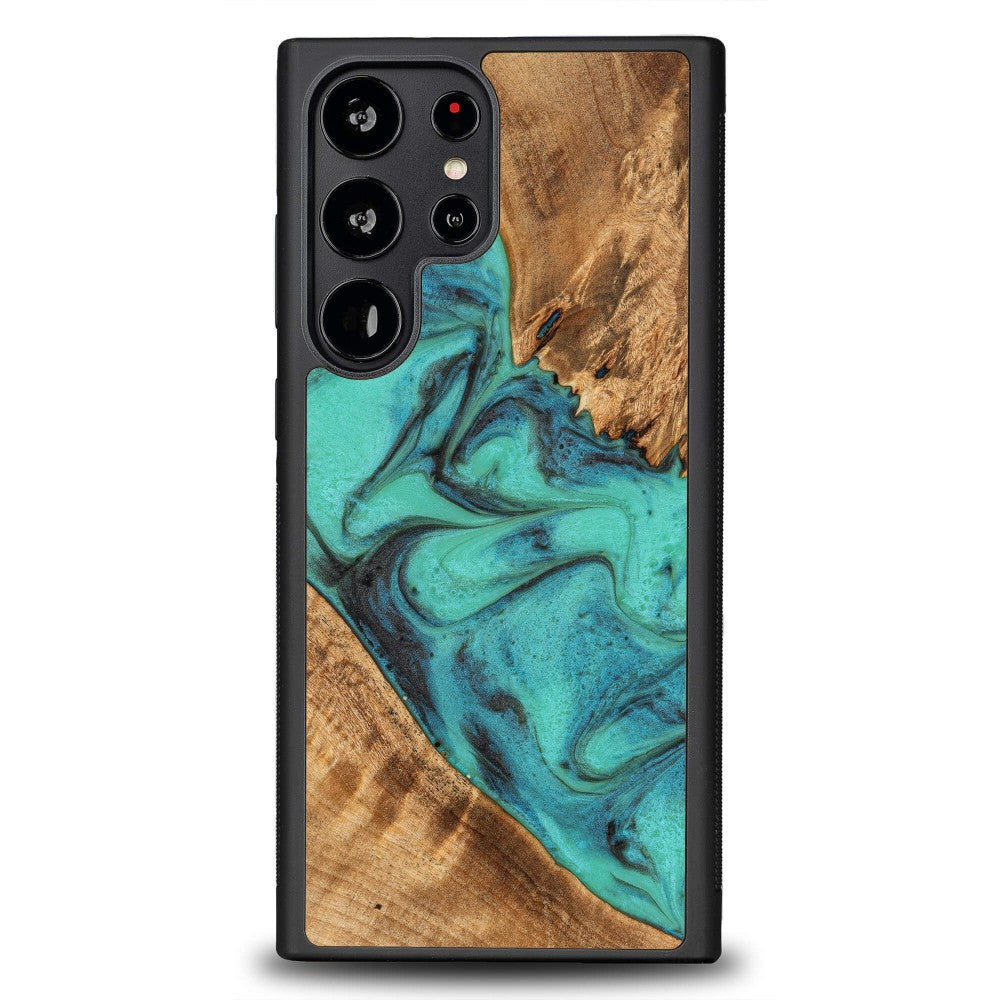 Holzhülle für Galaxy S23 Ultra, Bewood Unique Turquoise