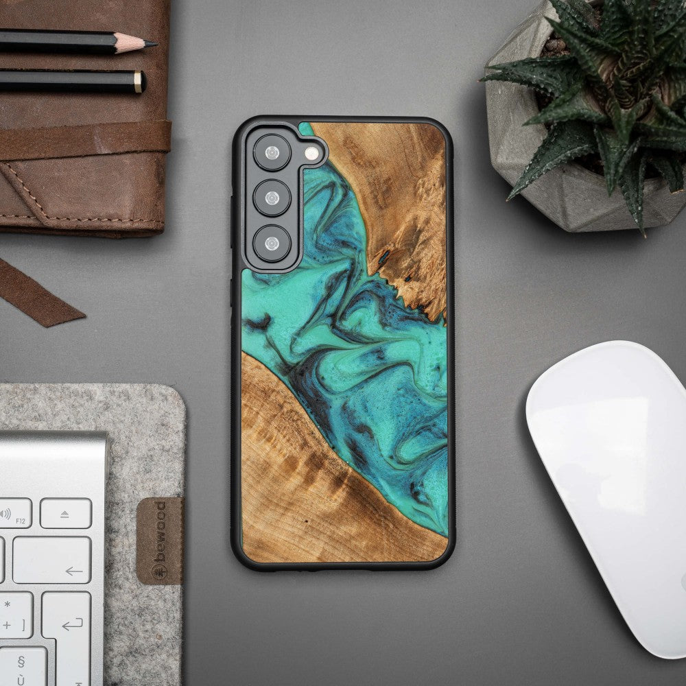 Holzhülle für Galaxy S23 Plus, Bewood Unique Turquoise