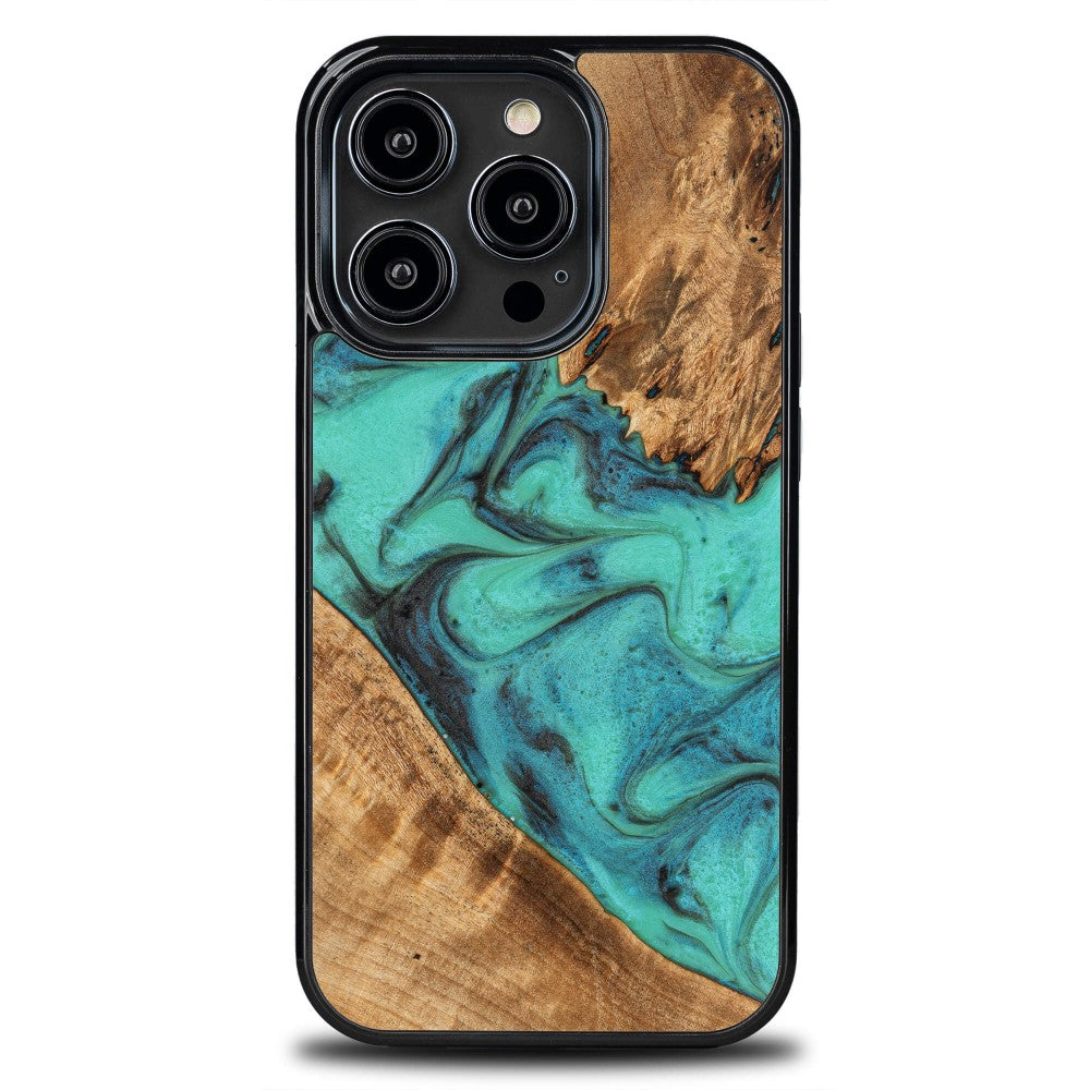Holzhülle für iPhone 14 Pro, Bewood Unique Turquoise