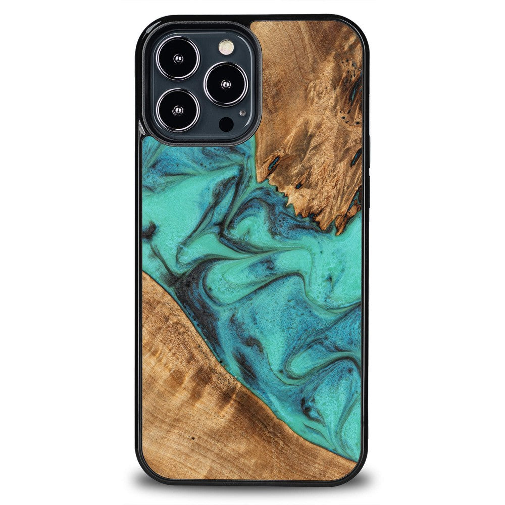 Holzhülle für iPhone 13 Pro Max, Bewood Unique Turquoise