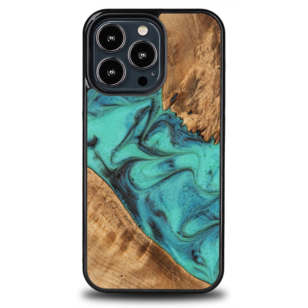 Holzhülle für iPhone 13 Pro, Bewood Unique Turquoise