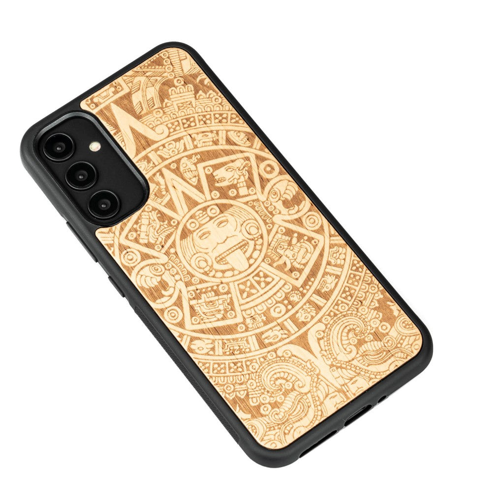 Holzhülle für Galaxy A34 5G, Bewood Aniegre Aztekischer Kalender