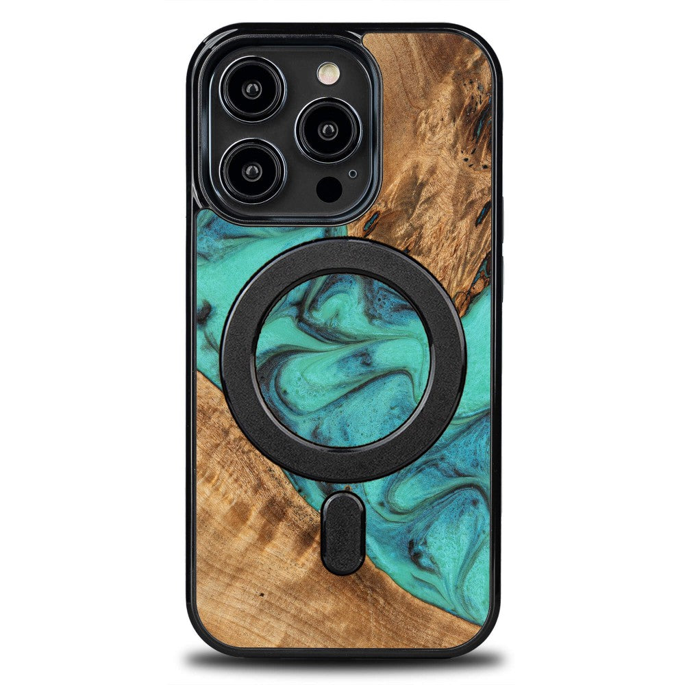Holzhülle für iPhone 14 Pro, Bewood Unique Turquoise für MagSafe