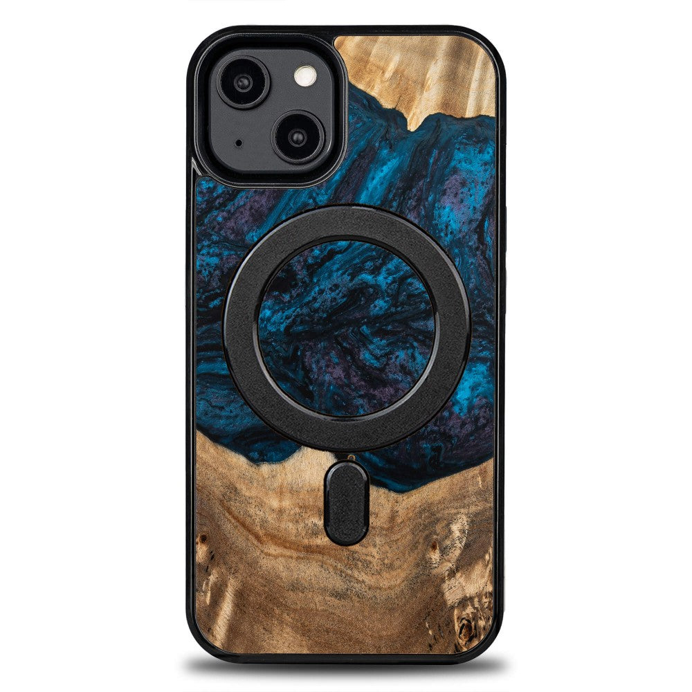 Holzhülle für iPhone 14, Bewood Unique Planets Neptun für MagSafe