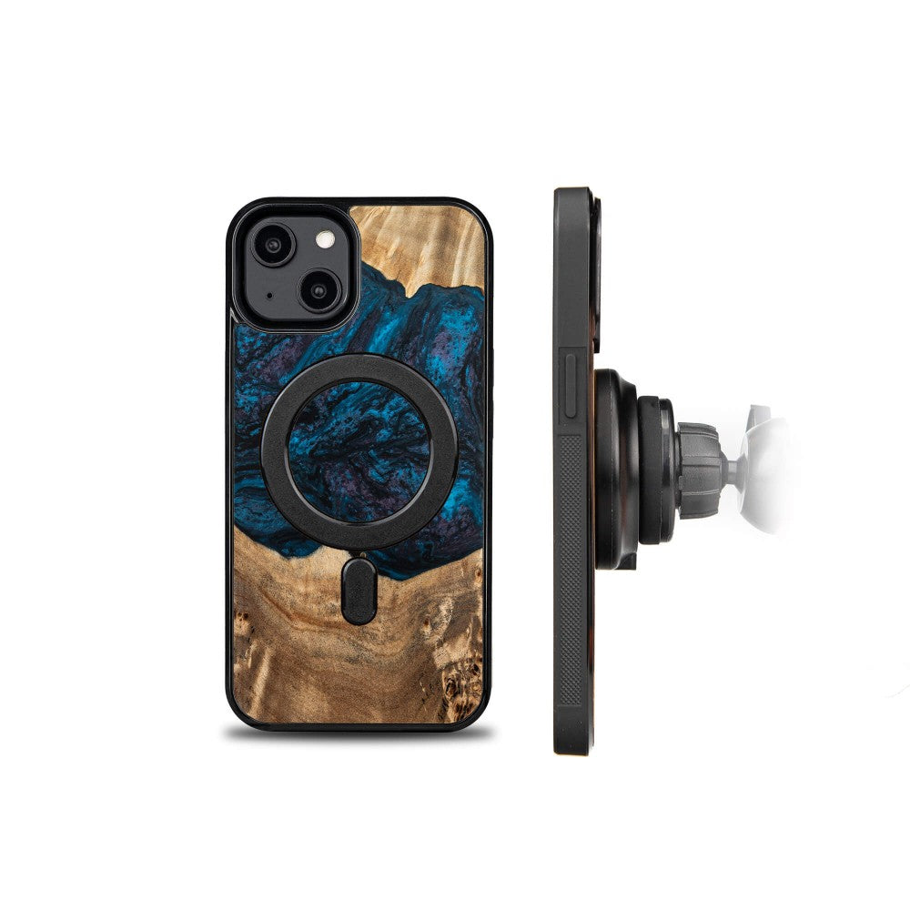 Holzhülle für iPhone 14, Bewood Unique Planets Neptun für MagSafe