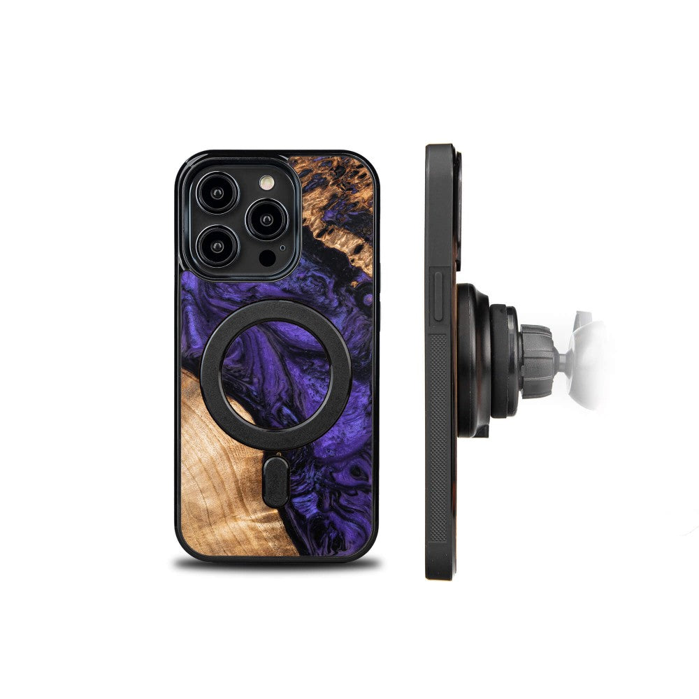 Holzhülle für iPhone 14 Pro, Bewood Unique Violet für MagSafe