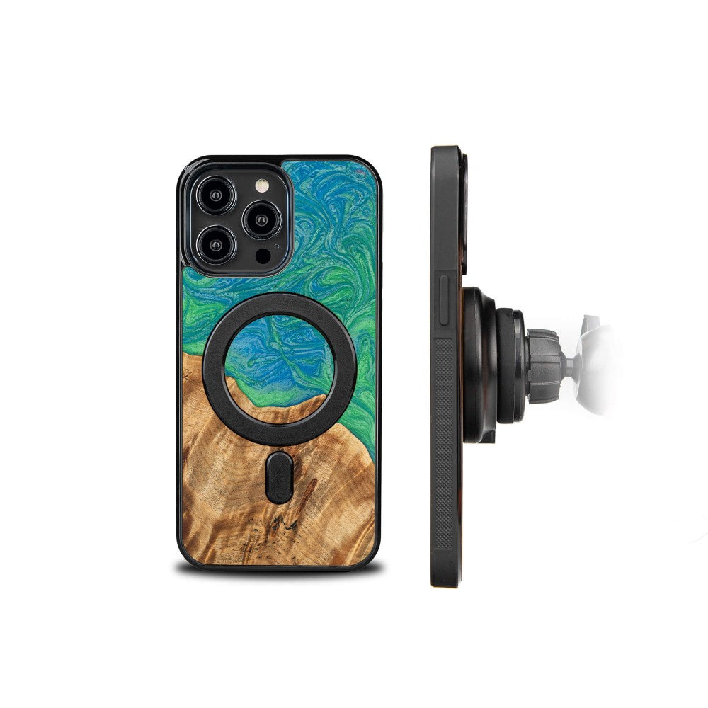 Holzhülle für iPhone 14 Pro Max, Bewood Unique Turquoise für MagSafe