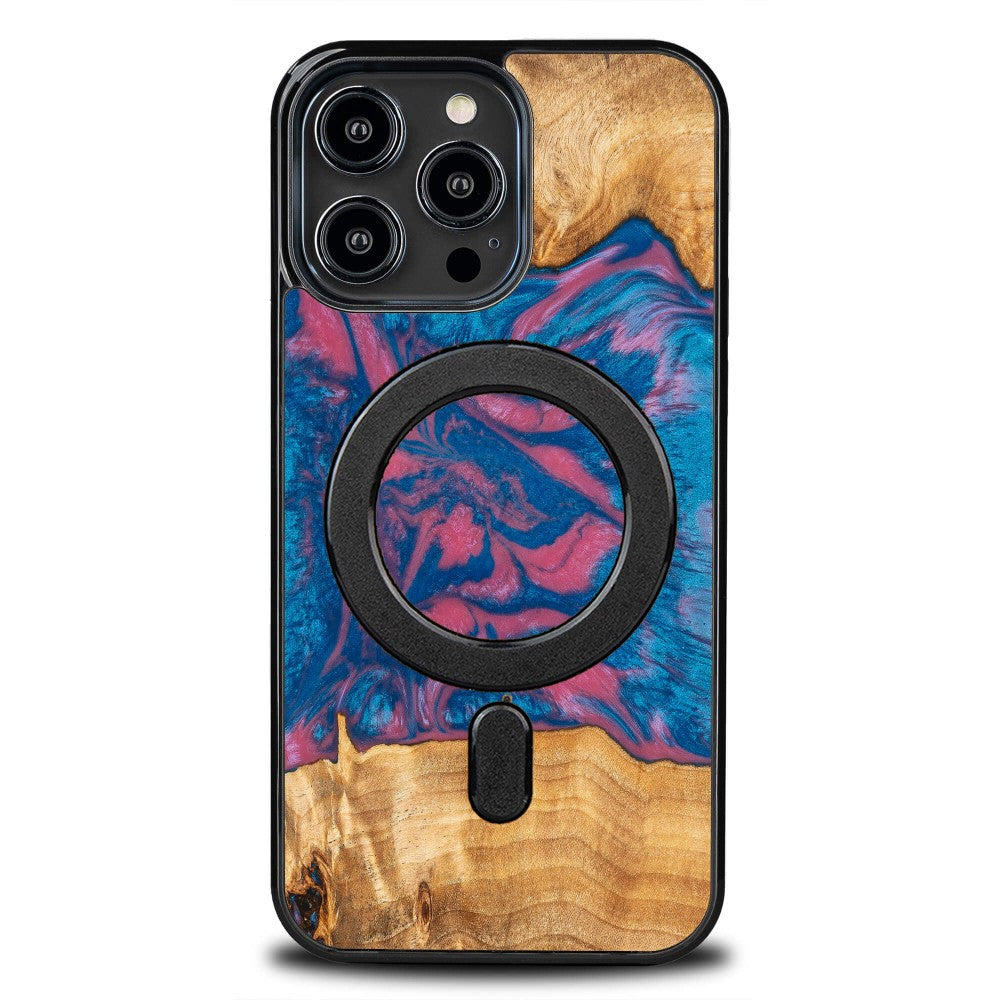 Holzhülle für iPhone 14 Pro Max, Bewood Unique Neons Vegas für MagSafe