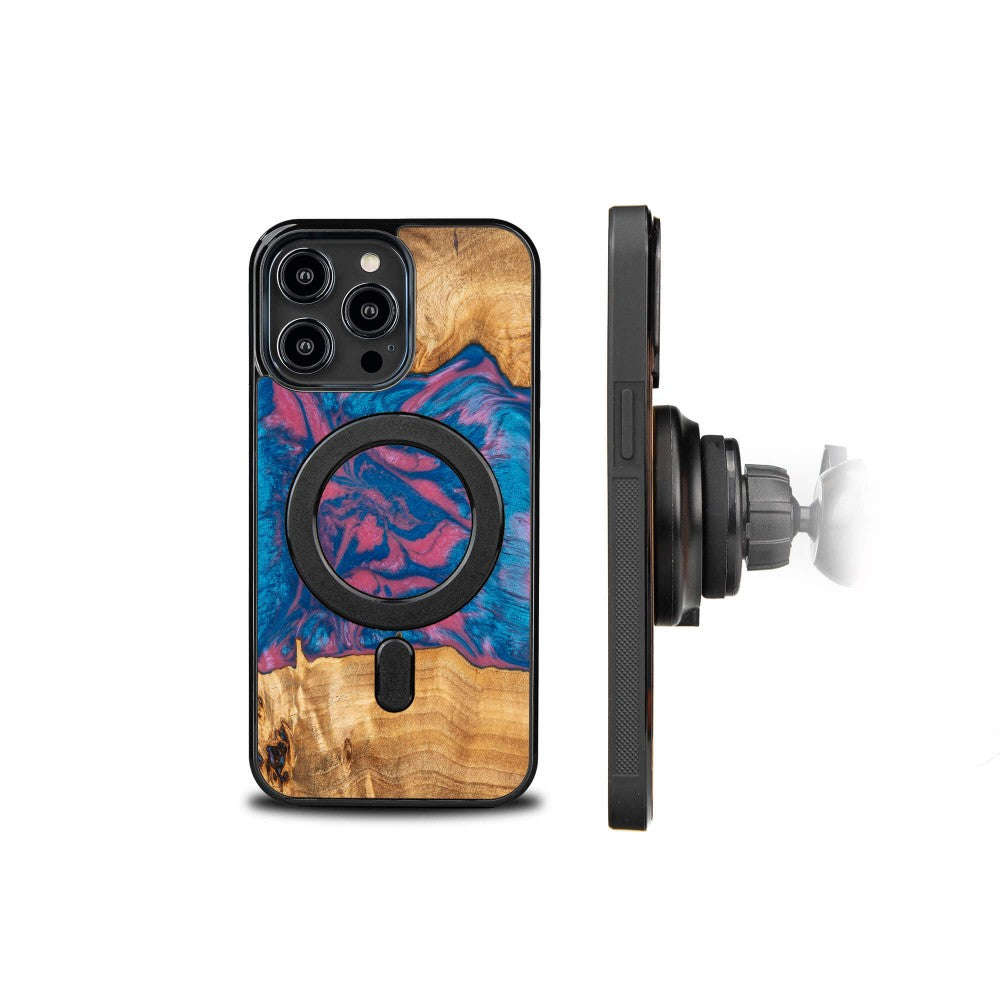 Holzhülle für iPhone 14 Pro Max, Bewood Unique Neons Vegas für MagSafe