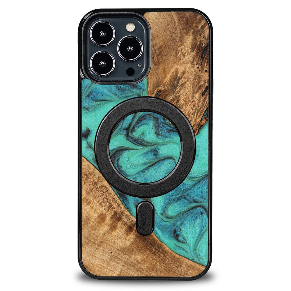 Holzhülle für iPhone 13 Pro Max, Bewood Unique Turquoise für MagSafe