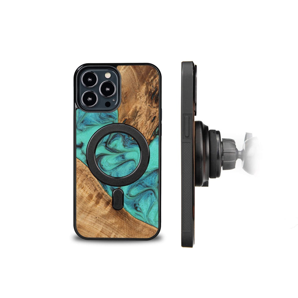 Holzhülle für iPhone 13 Pro Max, Bewood Unique Turquoise für MagSafe