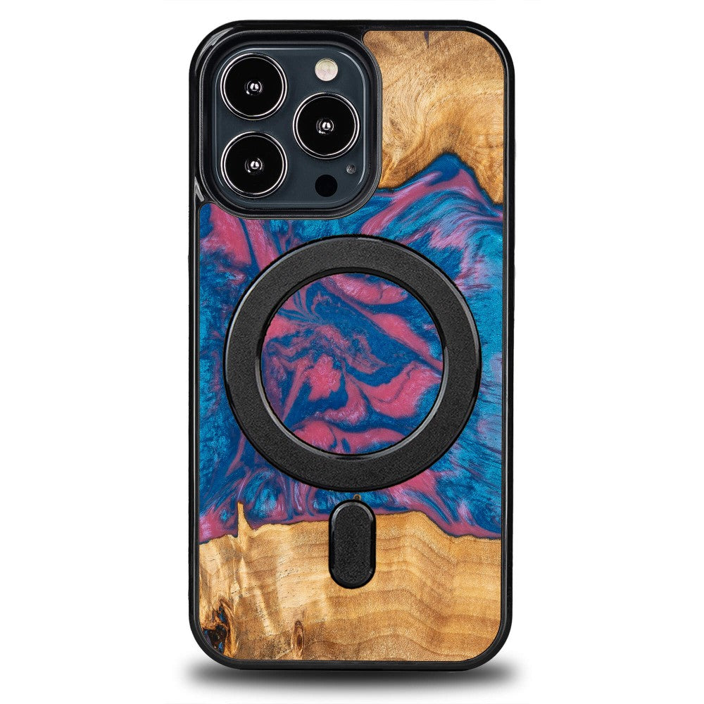 Holzhülle für iPhone 13 Pro, Bewood Unique Neons Vegas für MagSafe