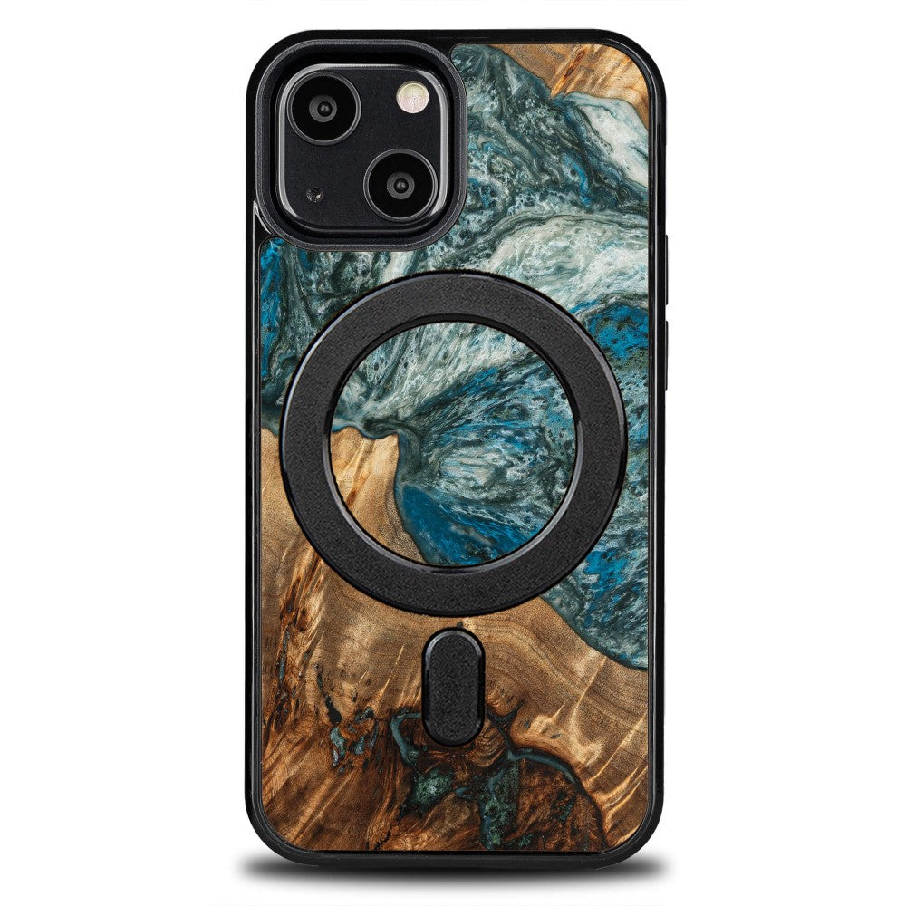 Holzhülle für iPhone 13 Mini, Bewood Unique Planets Erde für MagSafe