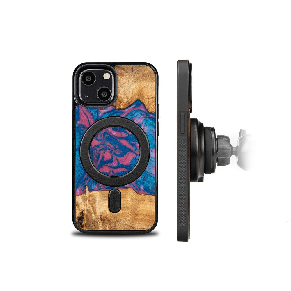 Holzhülle für iPhone 13 Mini, Bewood Unique Neons Vegas für MagSafe