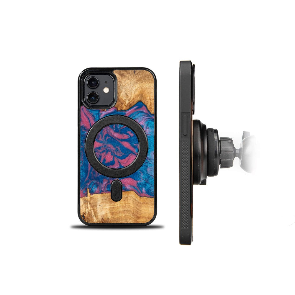 Holzhülle für iPhone 12 Pro / 12, Bewood Unique Neons Vegas für MagSafe