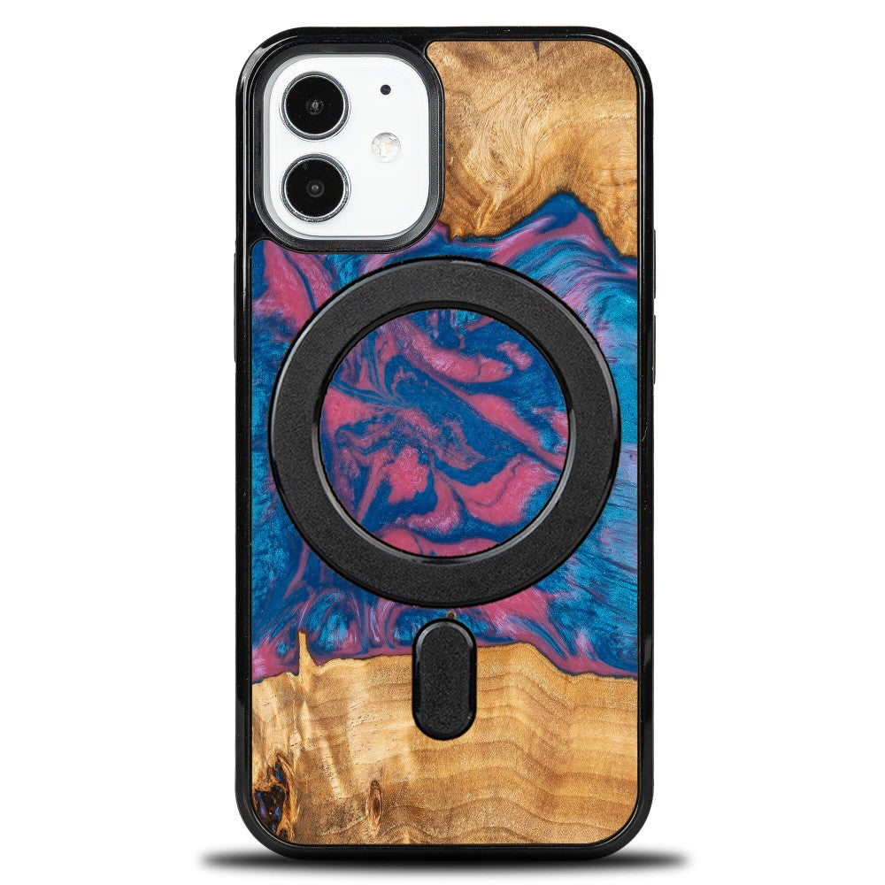 Holzhülle für iPhone 12 Mini, Bewood Unique Neons Vegas für MagSafe
