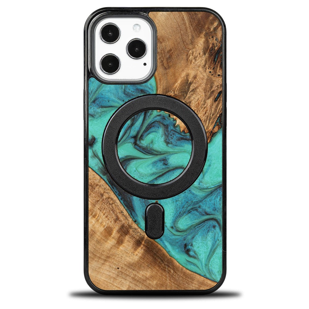 Holzhülle für iPhone 12 Pro Max, Bewood Unique Turquoise für MagSafe