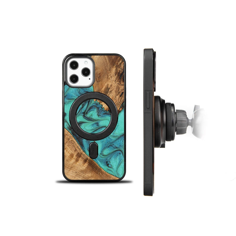 Holzhülle für iPhone 12 Pro Max, Bewood Unique Turquoise für MagSafe