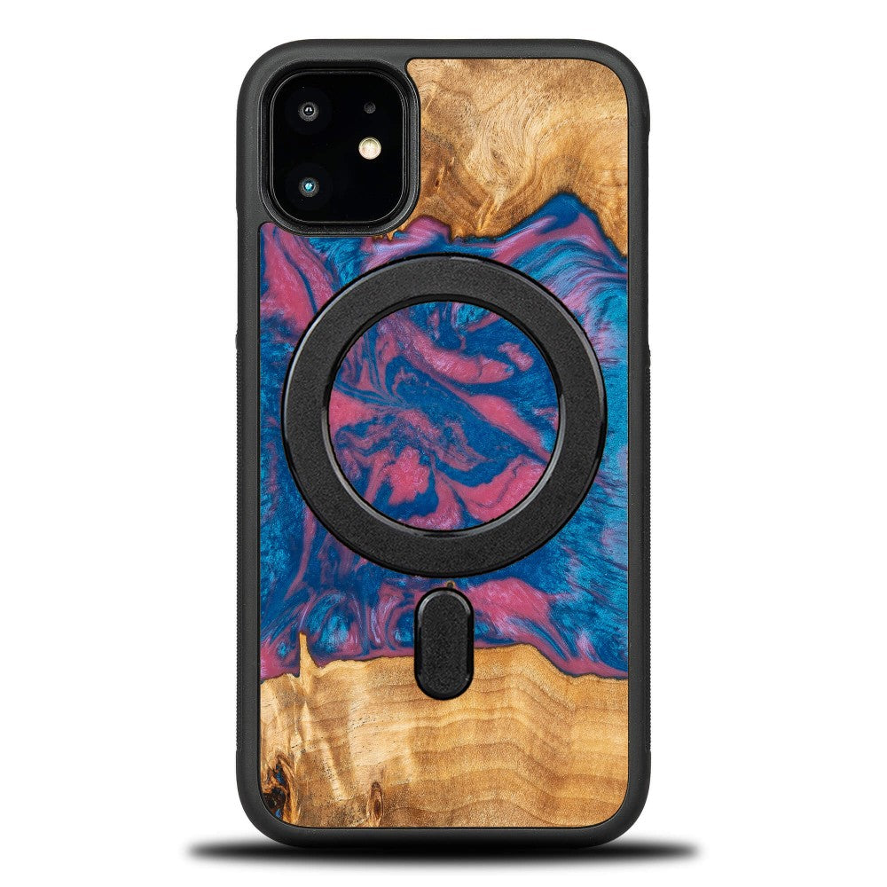Holzhülle für iPhone 11, Bewood Unique Neons Vegas für MagSafe