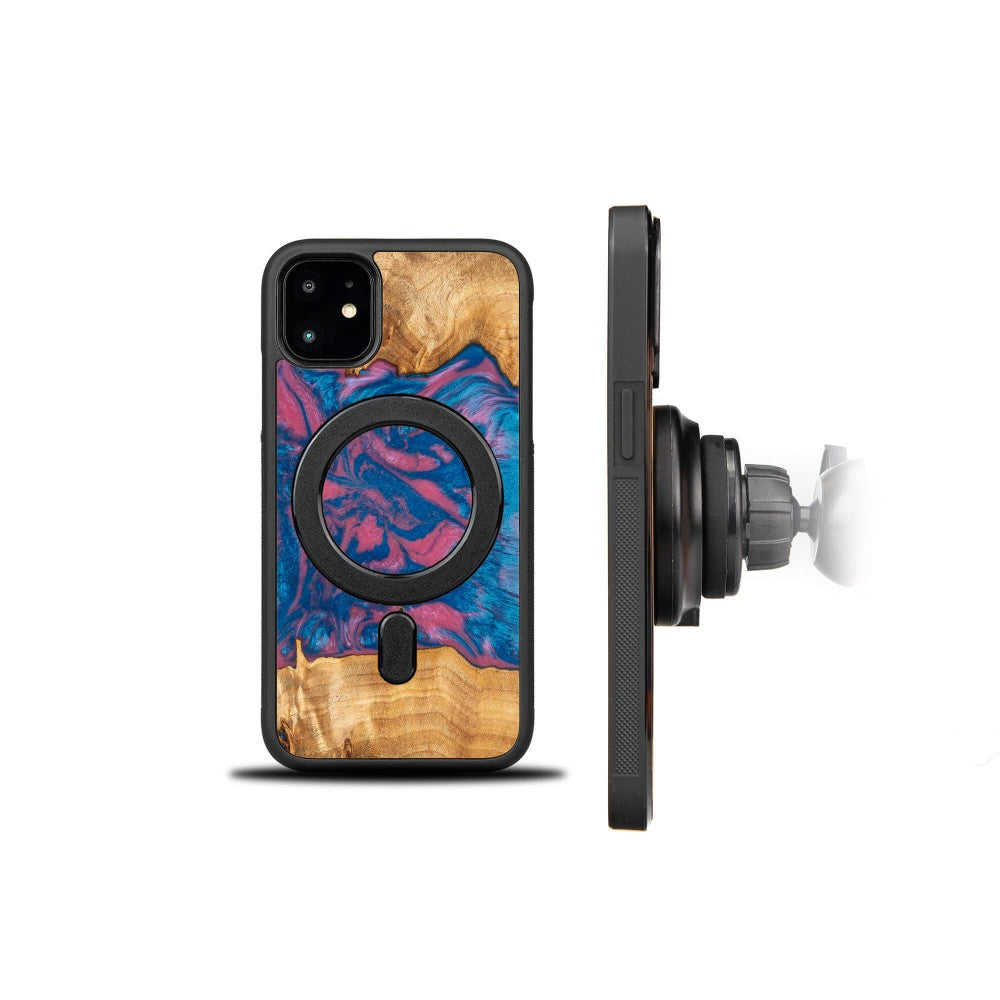 Holzhülle für iPhone 11, Bewood Unique Neons Vegas für MagSafe