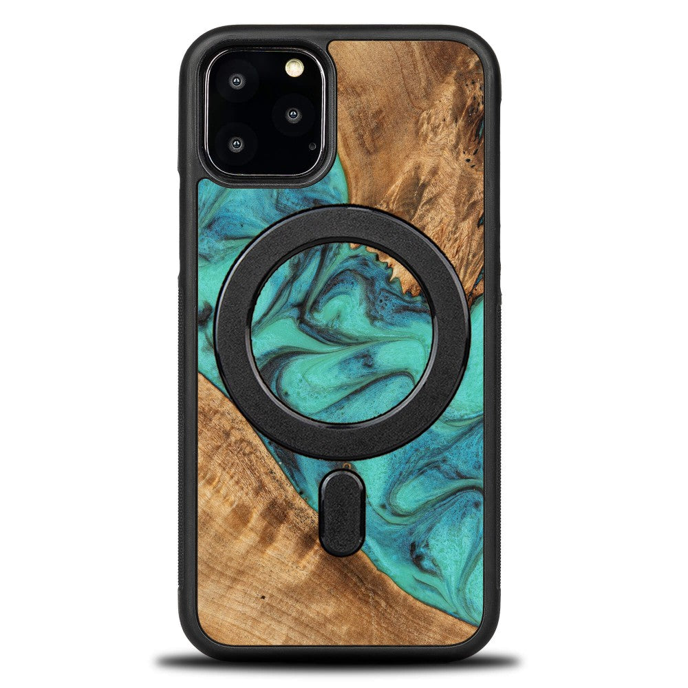Holzhülle für iPhone 11 Pro, Bewood Unique Turquoise für MagSafe