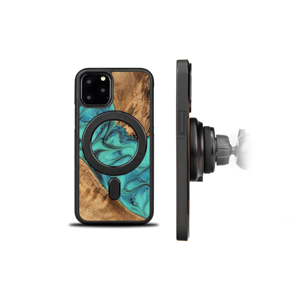 Holzhülle für iPhone 11 Pro, Bewood Unique Turquoise für MagSafe